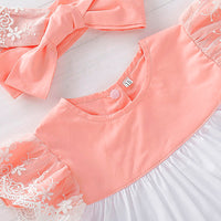 Children  Lotus Leaf Lace Top Skirt With Headband