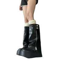 Womens Vintage High-rise Denim Boots