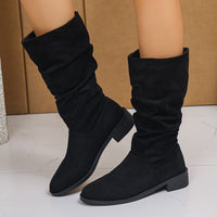 Plus Size Suede Pleated Pile Style Boots For Women Tall Knight Boots