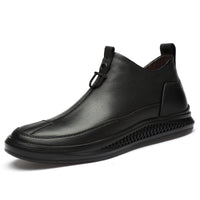 Cowhide Solid Color Black Casual High-Top Men's Boots
