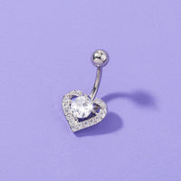 Heart-shaped Round Zircon Navel Ring Navel Nail Puncture