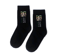 Autumn and winter retro socks personality English oil painting series in the tube socks literary abstract ladies cotton socks