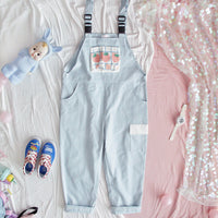 Girly Japanese small cream strawberry high waist jumpsuit