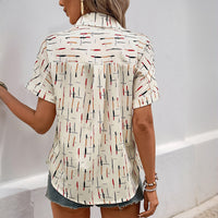 Women's Printed Contrasting-Color Cardigan Top