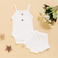 Solid Color Sling Suspenders And Lace Shorts