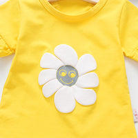 Small And Medium Girls' One-piece Short Sunflower Short Sleeves