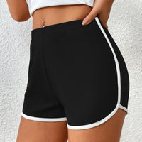 Womens Black And White Contrast Square Swim Trunks