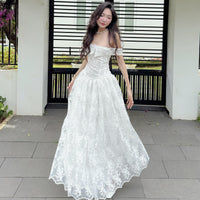 Women's Elegant Off-Shoulder Sleeveless Dress Gown