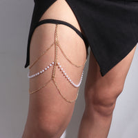Women's Black Pearl Chain Leg Chain