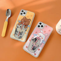 Cartoon mobile phone case with quicksand drink
