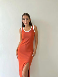 Womens Camisole Dress Mid-Length Split Dress