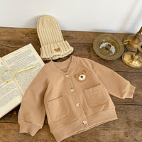 Baby Bear Pocket Romper Turn-down Collar Coat