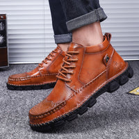 High-Top Tooling Short Boots Men's All-Match Leather Shoes