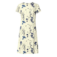 Printed Dress Summer Womens Plus-Size Fashionable Long Short-Sleeve Dress
