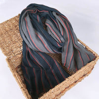 Japanese And Korean Style Men's Blue Striped Lengthened Scarf