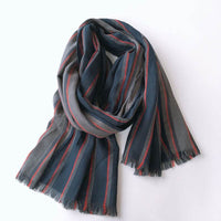 Japanese And Korean Style Men's Blue Striped Lengthened Scarf