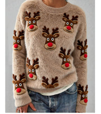 Womens Printed Christmas Flannel Hoodie Top