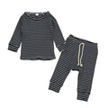 Two piece children's suit with striped top and trousers