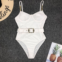 Waist buckle metal chain shoulder strap bikini