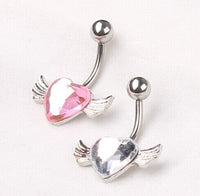 Download main imagesDownload description images2015 New Free Shipping Love Heart Belly  Ring Gem Angel Wing Belly Button Navel Rings Body Piercing jewelry