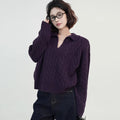 Collar Embroidery Loose-fitting Long Sleeve Sweater Women