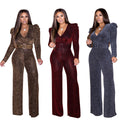 Nylon gold silk casual jumpsuit