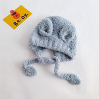 Cute warm Plush knitted hat with ear protection