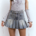 Making Old Washed Shiny Spicy Girl Denim Skirt
