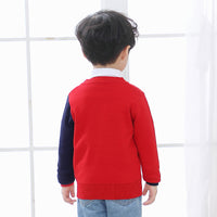 Small fish V-neck single breasted sweater for children