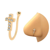 Women's Cross Without Piercing Diamond Nasal Splint