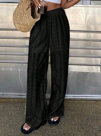 Embroidered Casual Elastic-waist Trousers Versatile And Easy To Style