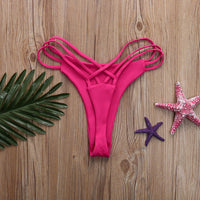 Solid Color Bikini Cross Strap Sand Briefs