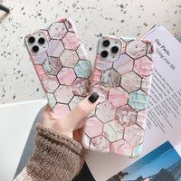 Geometric line marble phone case