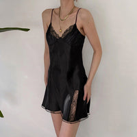 Nightdress Strap V-neck lace cutout