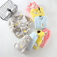 Flannel Stand Collar Buttoning Cartoon Print Suit