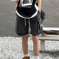 Pants Y2k Vintage High Street Work Casual Loose Straight Pockets Denim Shorts