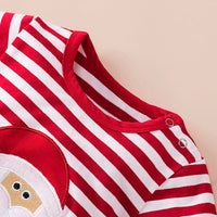Boys and girls striped embroidery Santa Claus romper