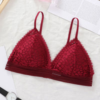 French underwear women's thin steel bra without steel ring flat chest