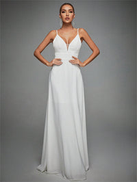 New Lace V-Neck Strap Evening Gown