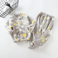 Flannel Stand Collar Buttoning Cartoon Print Suit