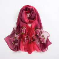 Silk scarf with wild embroidery in spring