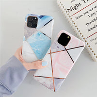 Stitched geometric marble phone case
