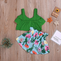 Summer bow print culottes suit