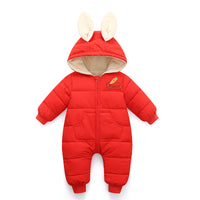 Cartoon rabbit ears padded jumpsuit