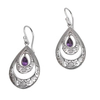 Purple Drop-shaped Gem Inlaid Trendy Earrings