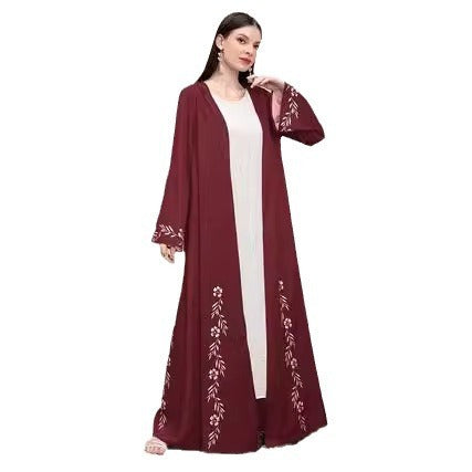 Elegant Middle East Dubai Muslim Print Cardigan Robe