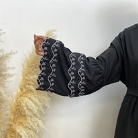 Fashionable Petal Sleeve Dress With Embroidery And Slim Fit