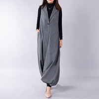 Wool Overalls Large Size Loose Tweed Jumpsuit
