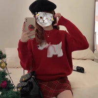 Puppy Jacquard Korean Pullover Sweater