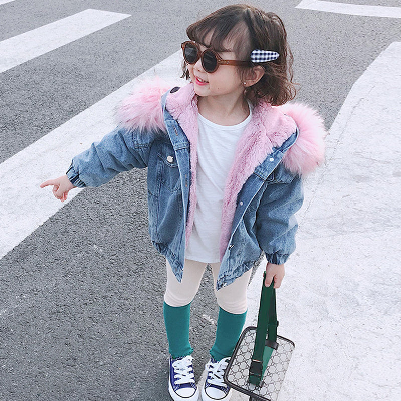 Winter plus girls denim jacket